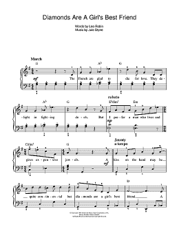 page one of Diamonds Are A Girl's Best Friend (from Gentlemen Prefer Blondes) (Beginner Piano)