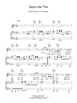 page one of Days Like This (Piano, Vocal & Guitar Chords)
