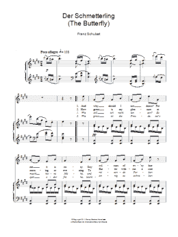 page one of Der Schmetterling (The Butterfly) (Piano & Vocal)
