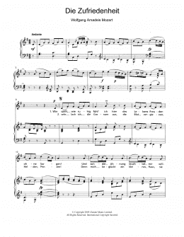 page one of Die Zufriedenheit K.473 (Piano & Vocal)