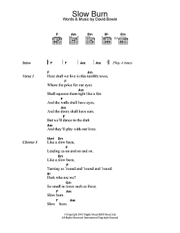 page one of Slow Burn (Guitar Chords/Lyrics)