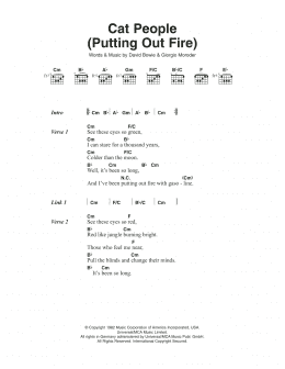 page one of Cat People (Putting Out Fire) (Guitar Chords/Lyrics)