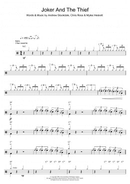 page one of Joker and The Thief (Drums)