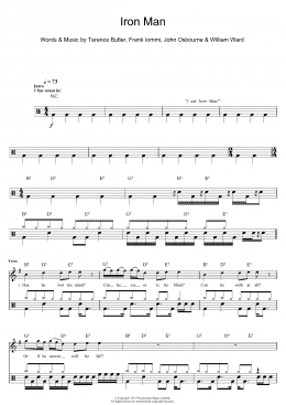 page one of Iron Man (Drums)
