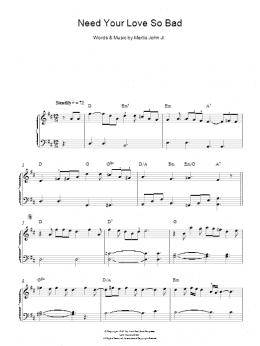 page one of Need Your Love So Bad (Easy Piano)