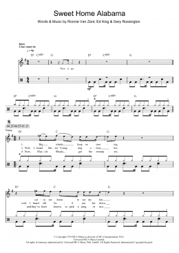 page one of Sweet Home Alabama (Drums)