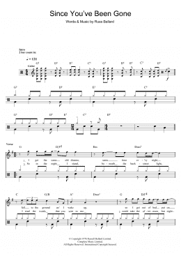 page one of Since You've Been Gone (Drums)