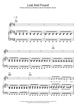 page one of Lost And Found (Piano, Vocal & Guitar Chords)