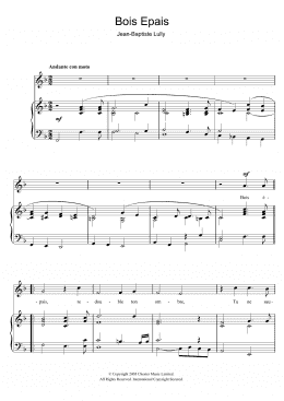 page one of Bois Epais (from Amadis) (Piano & Vocal)