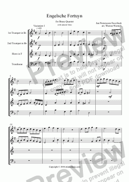 page one of Engelsche Fortuyn (3 Variations for Brass Quartet)
