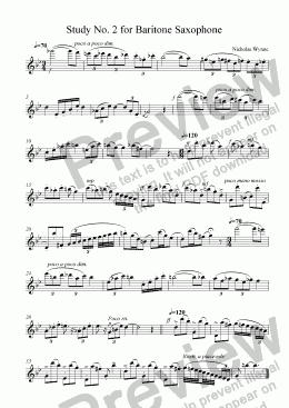 page one of Study No.2 for Baritone Saxophone