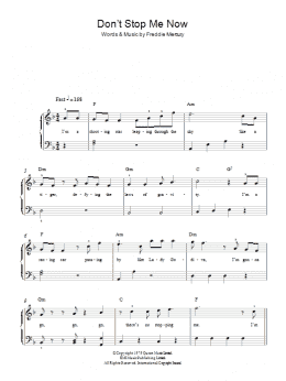 page one of Don't Stop Me Now (Easy Piano)