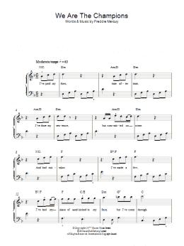 page one of We Are The Champions (Easy Piano)