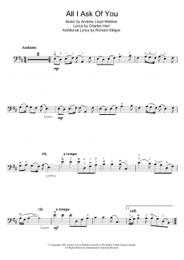 page one of All I Ask Of You (from The Phantom Of The Opera) (Cello Solo)