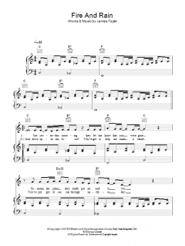 page one of Fire And Rain (Piano, Vocal & Guitar Chords)