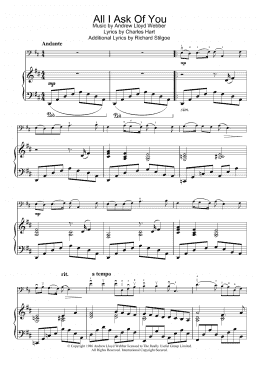 page one of All I Ask Of You (from The Phantom Of The Opera) (Cello Solo)