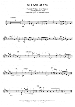 page one of All I Ask Of You (from The Phantom Of The Opera) (Violin Solo)