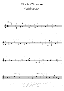 page one of Miracle Of Miracles (from Fiddler On The Roof) (Violin Solo)
