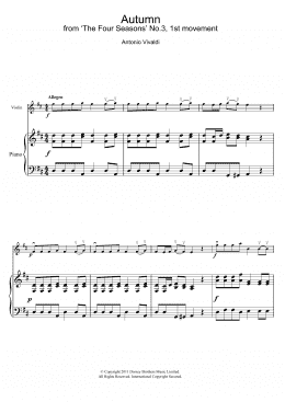 page one of Autumn (from The Four Seasons), 1st Movement (Violin Solo)