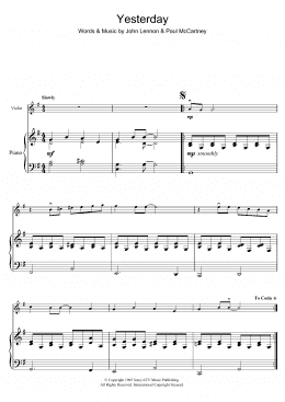 page one of Yesterday (Violin Solo)