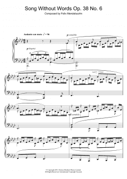 page one of Song Without Words, Op. 38, No. 6 'Duetto' (Piano Solo)