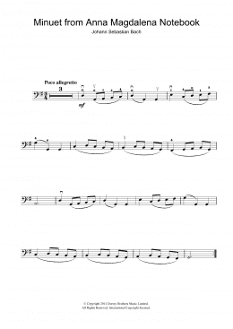 page one of Minuet in G Major (from The Anna Magdalena Notebook) (Cello Solo)