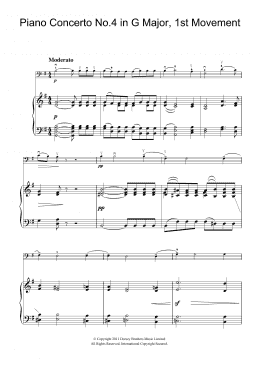 page one of Piano Concerto No.4 In G Major, First Movement (Cello Solo)