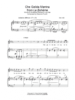 page one of Che Gelida Manina (Piano & Vocal)