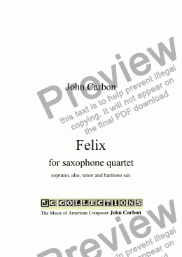 page one of Felix for Saxophone Quartet