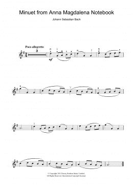 page one of Minuet in G Major (from The Anna Magdalena Notebook) (Violin Solo)
