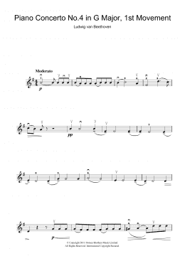 page one of Piano Concerto No.4 In G Major, First Movement (Violin Solo)