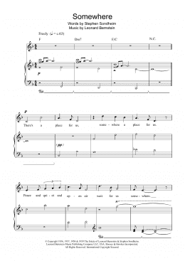 page one of Somewhere (from West Side Story) (Piano, Vocal & Guitar Chords)
