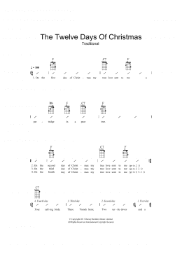 page one of The Twelve Days Of Christmas (Ukulele Chords/Lyrics)