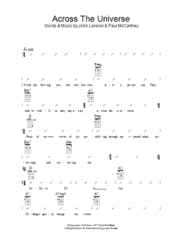 page one of Across The Universe (Ukulele Chords/Lyrics)