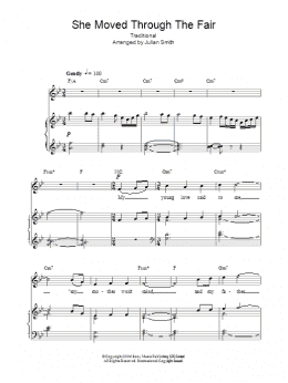 page one of She Moved Through The Fair (Piano, Vocal & Guitar Chords)