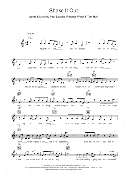 page one of Shake It Out (Lead Sheet / Fake Book)