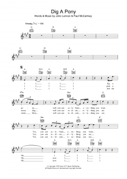 page one of Dig A Pony (Lead Sheet / Fake Book)