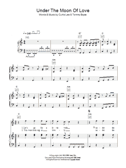 page one of Under The Moon Of Love (Piano, Vocal & Guitar Chords)