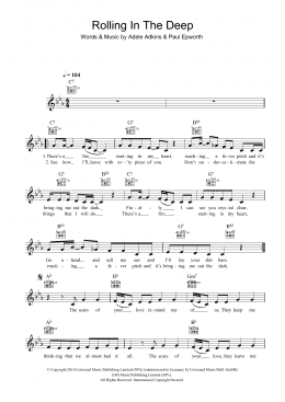 page one of Rolling In The Deep (Lead Sheet / Fake Book)