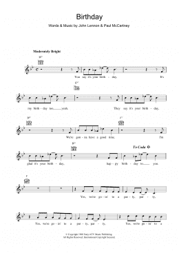 page one of Birthday (Lead Sheet / Fake Book)