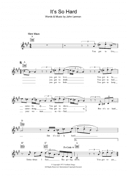 page one of It's So Hard (Lead Sheet / Fake Book)