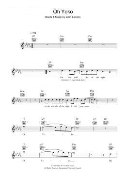 page one of Oh Yoko (Lead Sheet / Fake Book)