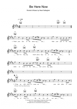 page one of Be Here Now (Lead Sheet / Fake Book)