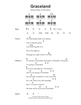 page one of Graceland (Piano Chords/Lyrics)
