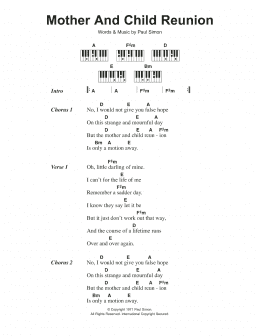 page one of Mother And Child Reunion (Piano Chords/Lyrics)