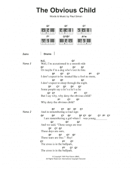 page one of The Obvious Child (Piano Chords/Lyrics)