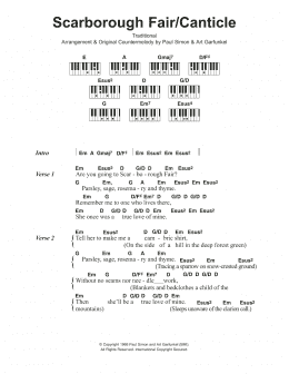 page one of Scarborough Fair/Canticle (Piano Chords/Lyrics)