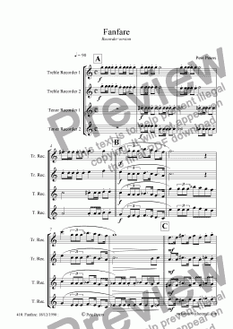 page one of Fanfare [Flute or Recorder version]