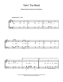 page one of Tellin' The World (5-Finger Piano)
