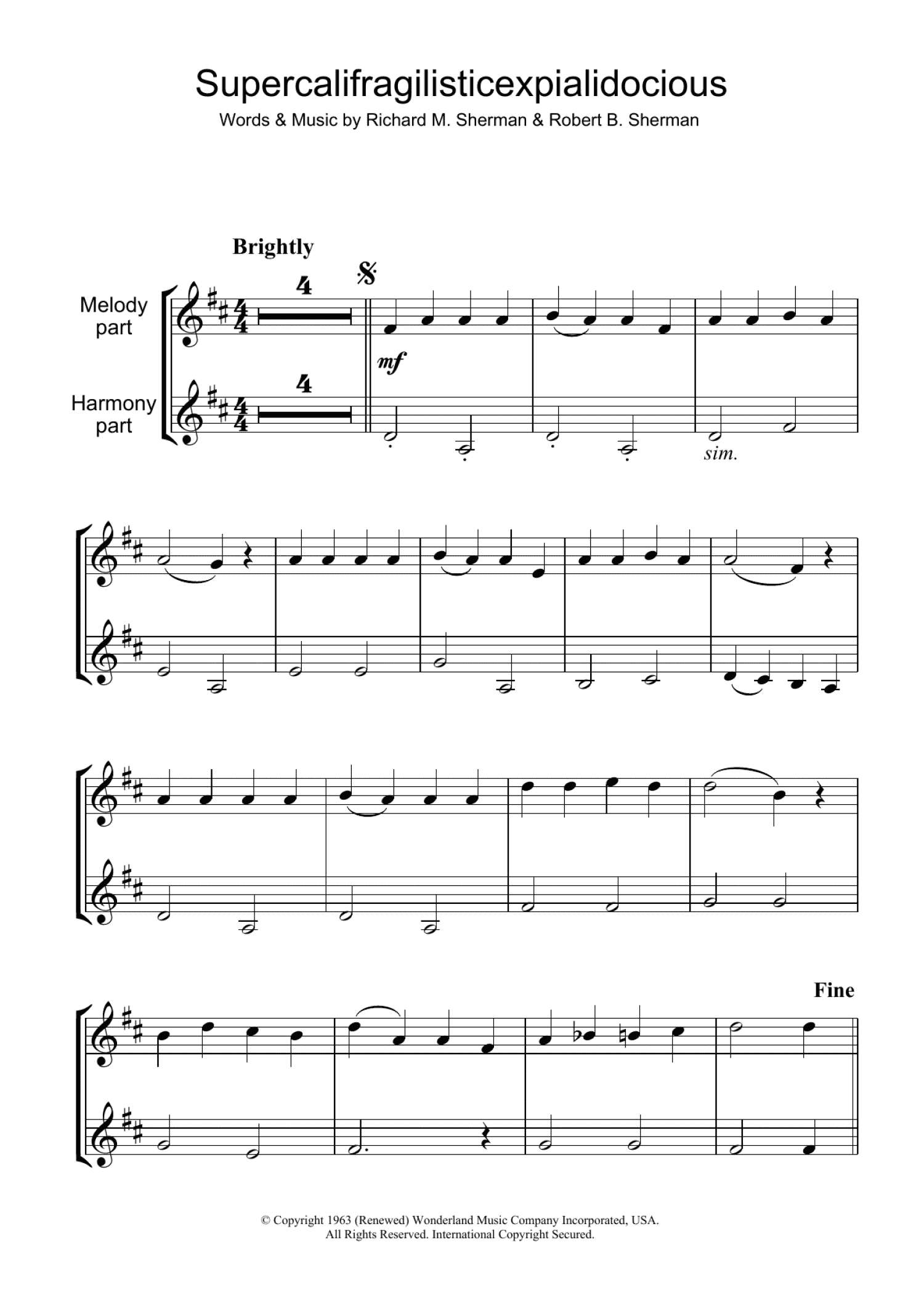 Supercalifragilisticexpialidocious (from Mary Poppins) (Clarinet Solo)